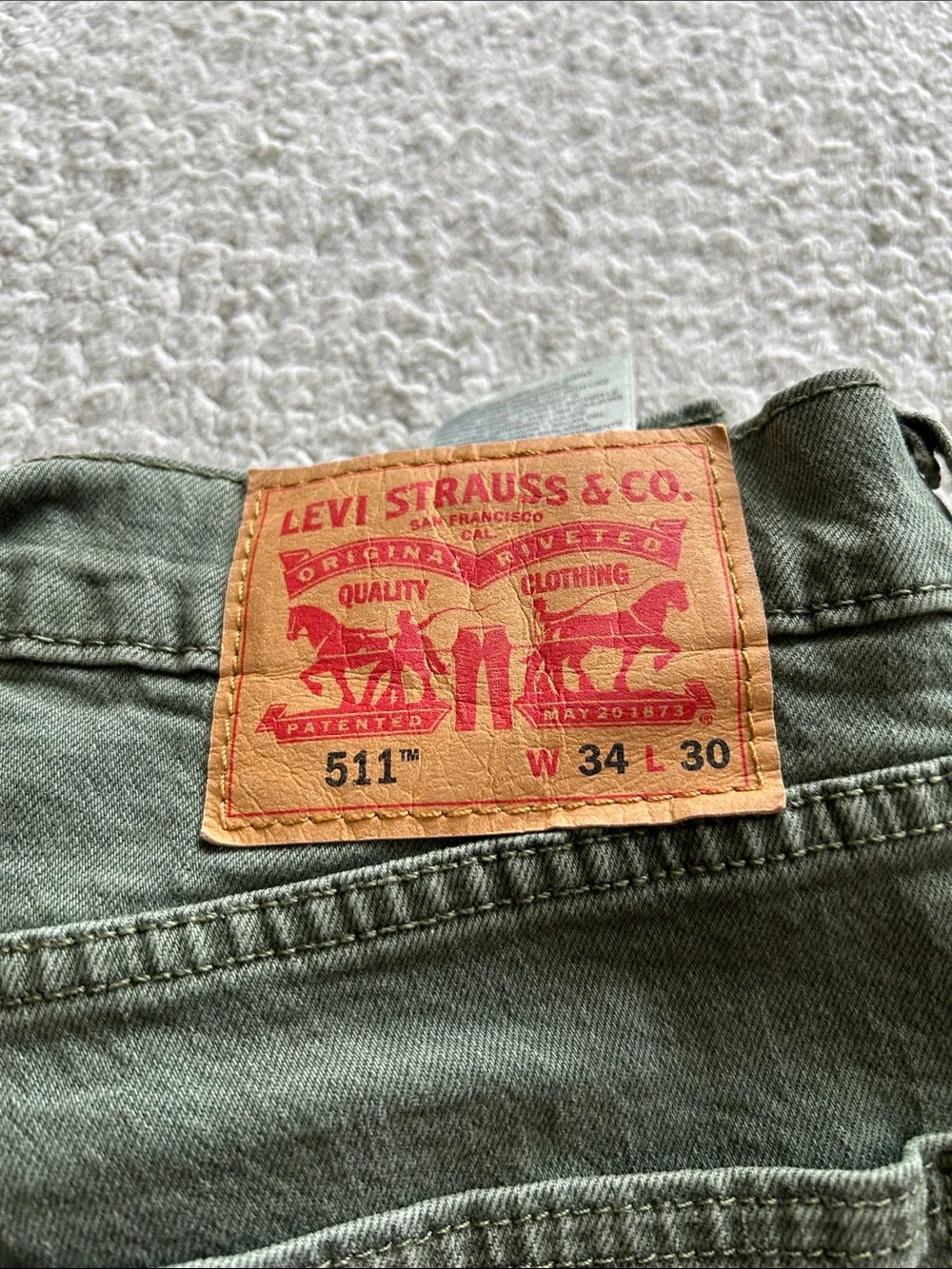 Levi's Olive Green Straight-Leg Denim Pants